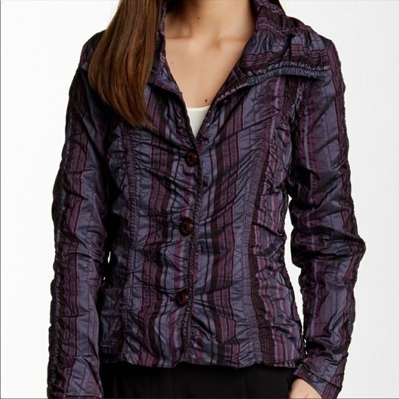 INSIGHT Purple Shiny Crinkle Striped Jacket Blazer - Picture 4 of 11